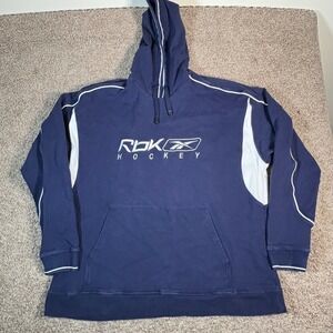 Vintage Reebok Hockey Hoodie‎ Mens 2XL Pullover Sweatshirt Hoodie White Trim